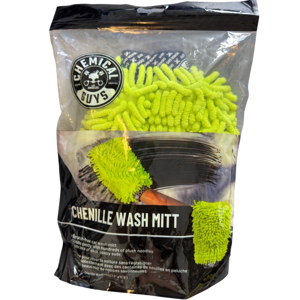 Chemical Guys Chenille Microfiber Car Wash Mitt Lime Green Scratch-Free MIC493